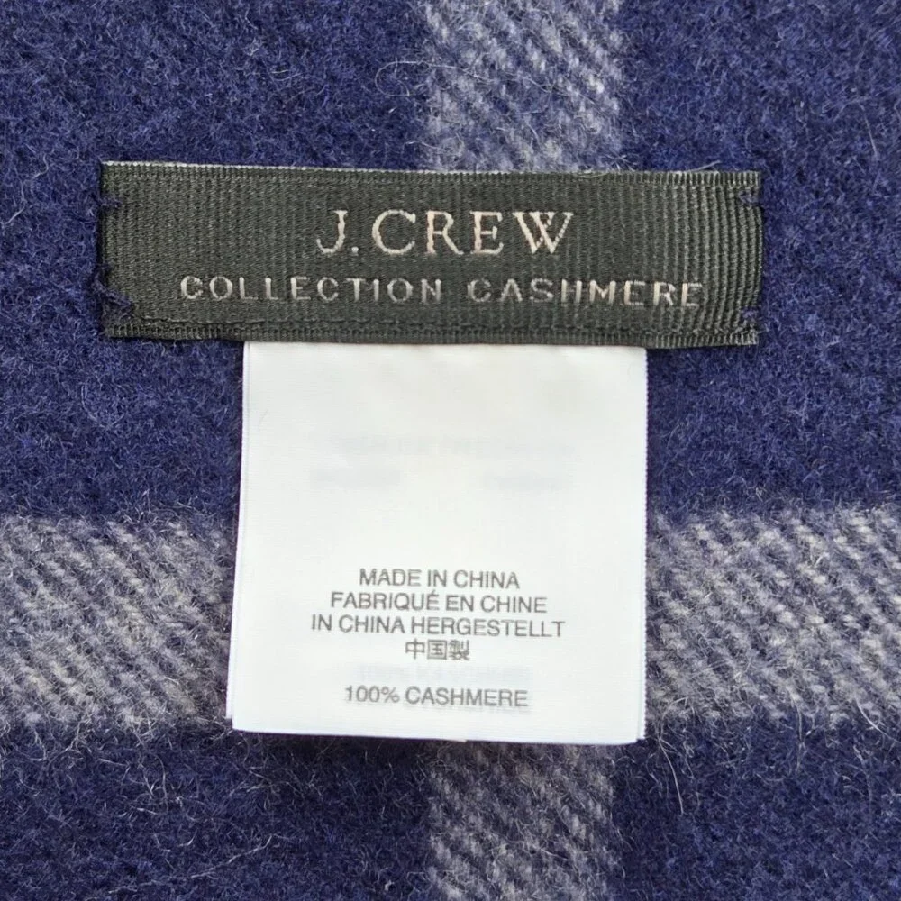 NWOT J. Crew Collection Cashmere Scarf Blue White